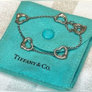 Tiffany & Co. -sterling silver- Open Heart- 5 heart bracelet (6.5”)